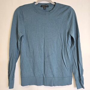 Katherine Barclay 100% Merino Wool Crewneck Sweater, Blue, Medium